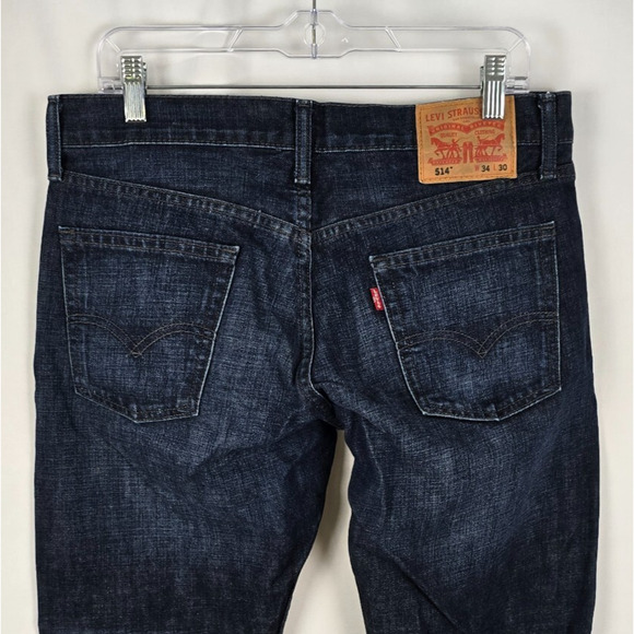 Levi's 514 Jeans Men's 34 x 30 Blue Dark Wash Classic Straight Fit Cotton EUC - Picture 3 of 16